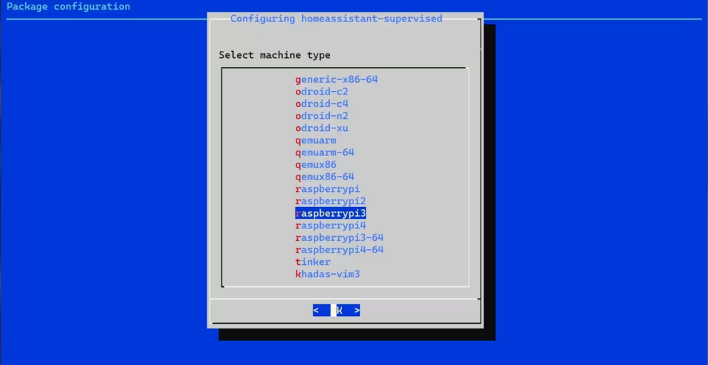 Select machine type 